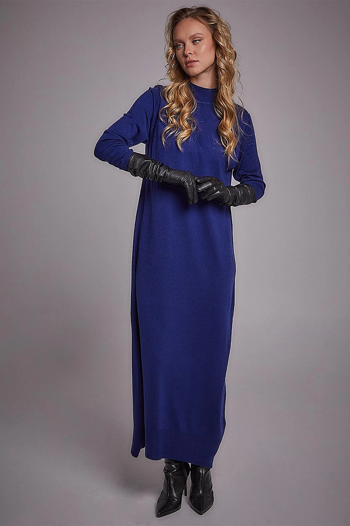 Half Turtleneck Knitwear Dress Indigo