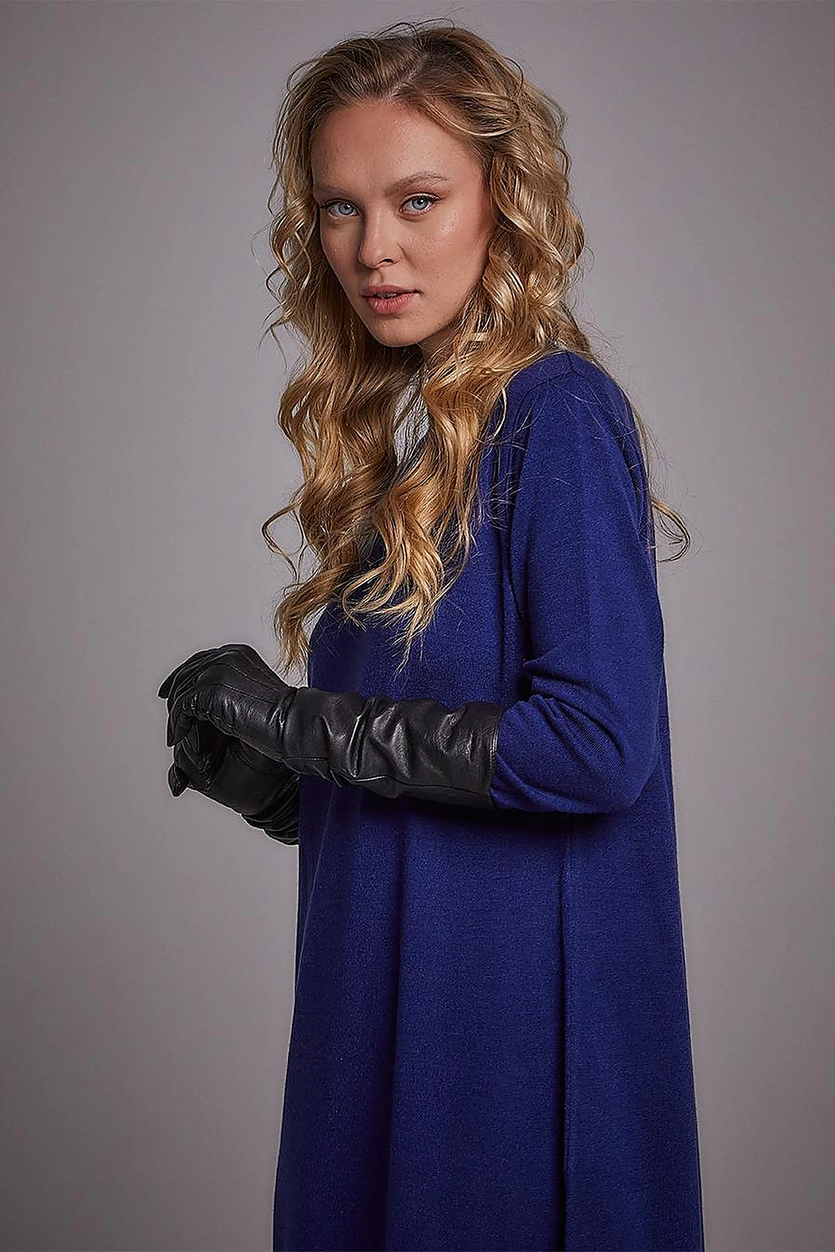 Half Turtleneck Knitwear Dress Indigo