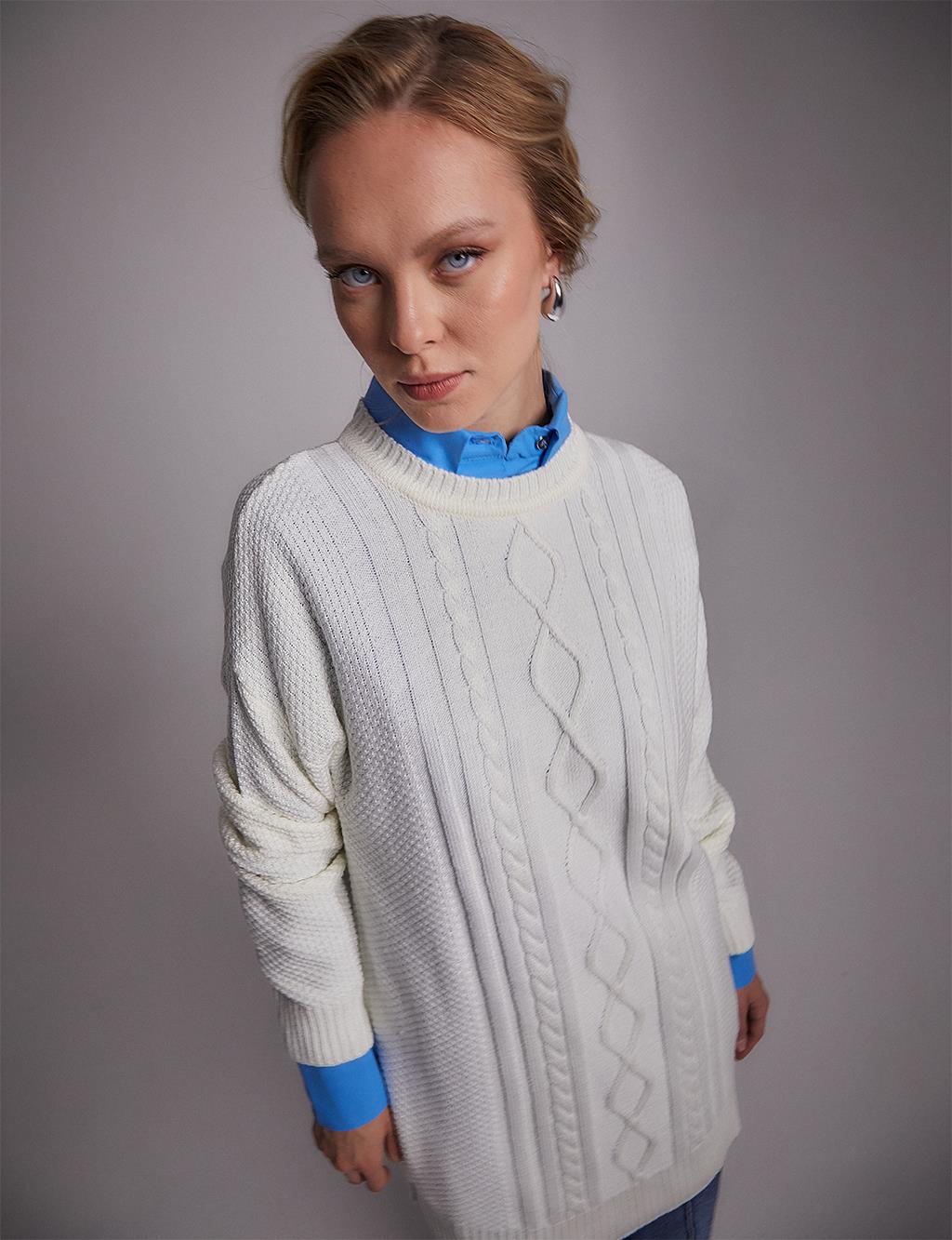 Crew Neck Knitwear Tunic Ecru