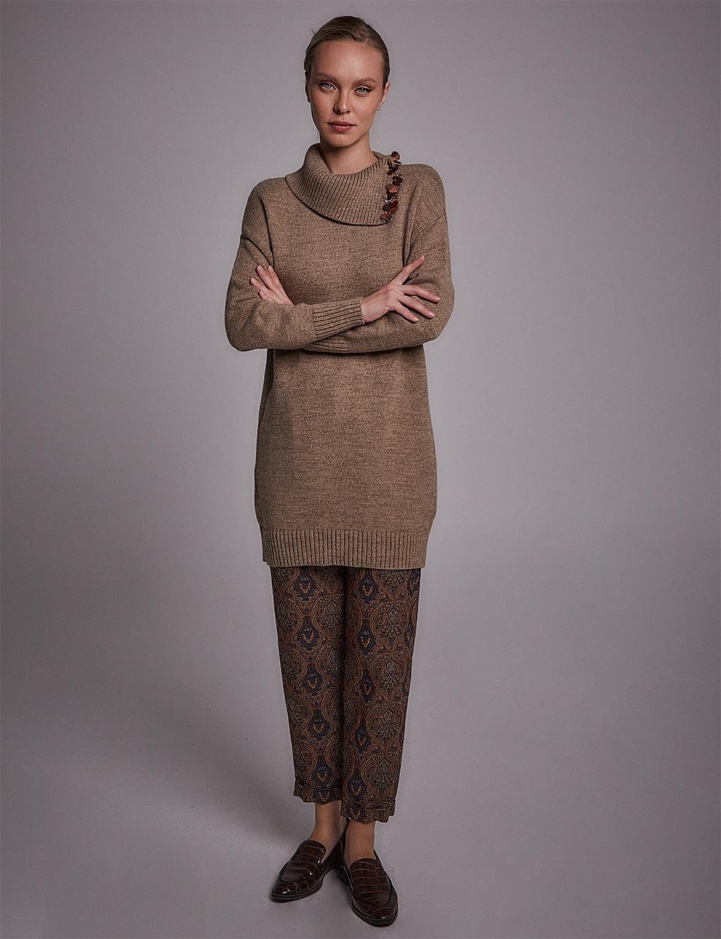 Sequin Detailed Knitwear Tunic Soil