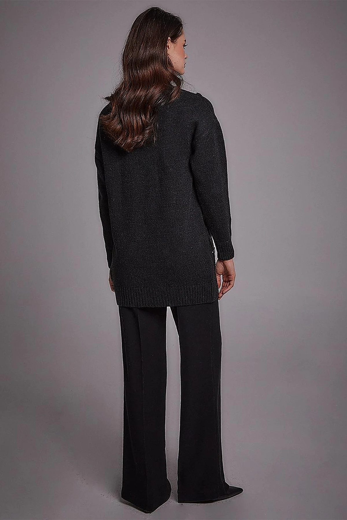Stone Beaded Knitwear Tunic Black