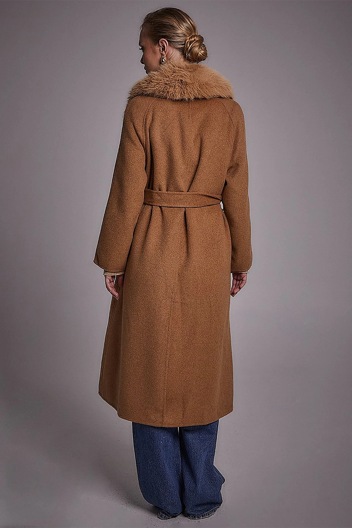Premium Yün Kürklü Kaban Camel