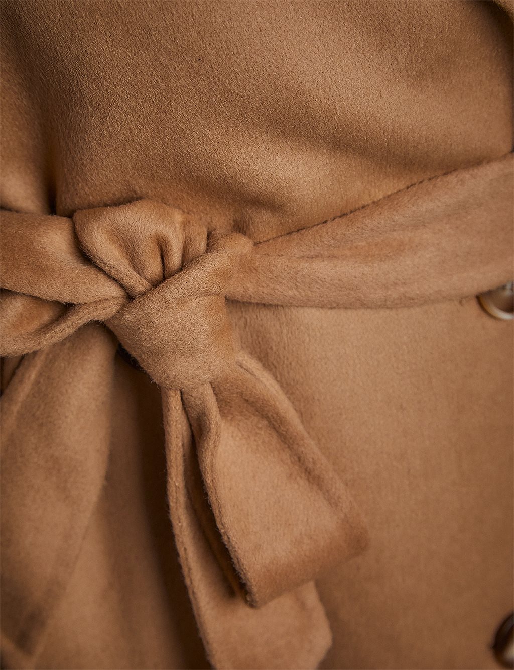 Premium Yün Belted Coat Camel