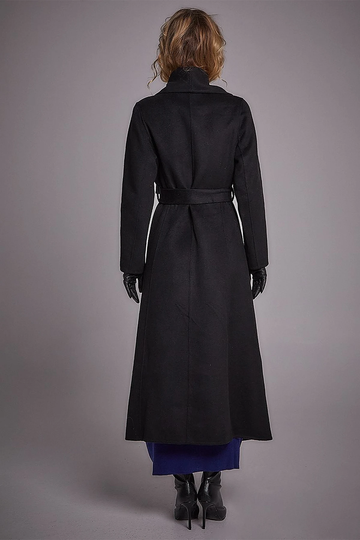 Premium Wool Wide Lapel Cashmere Coat Black