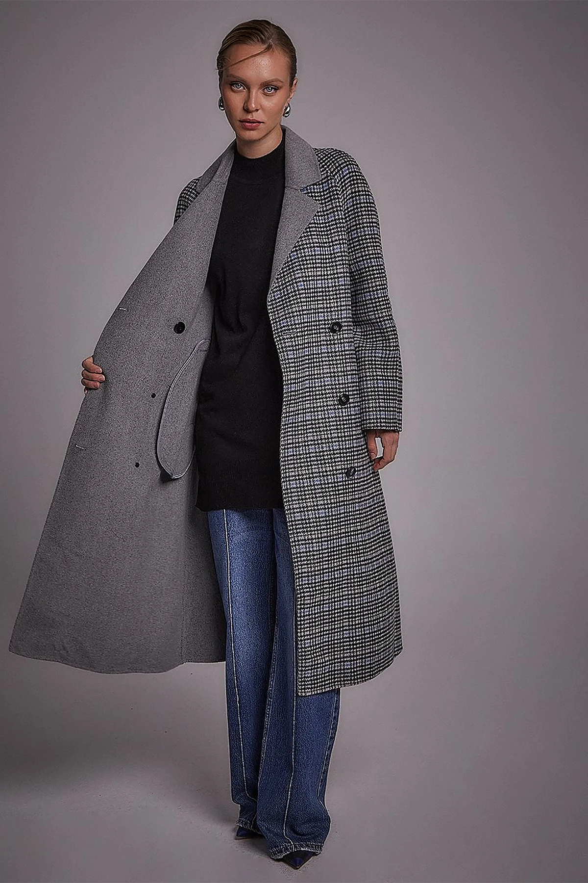 Premium Wool Belted Coat Grey
