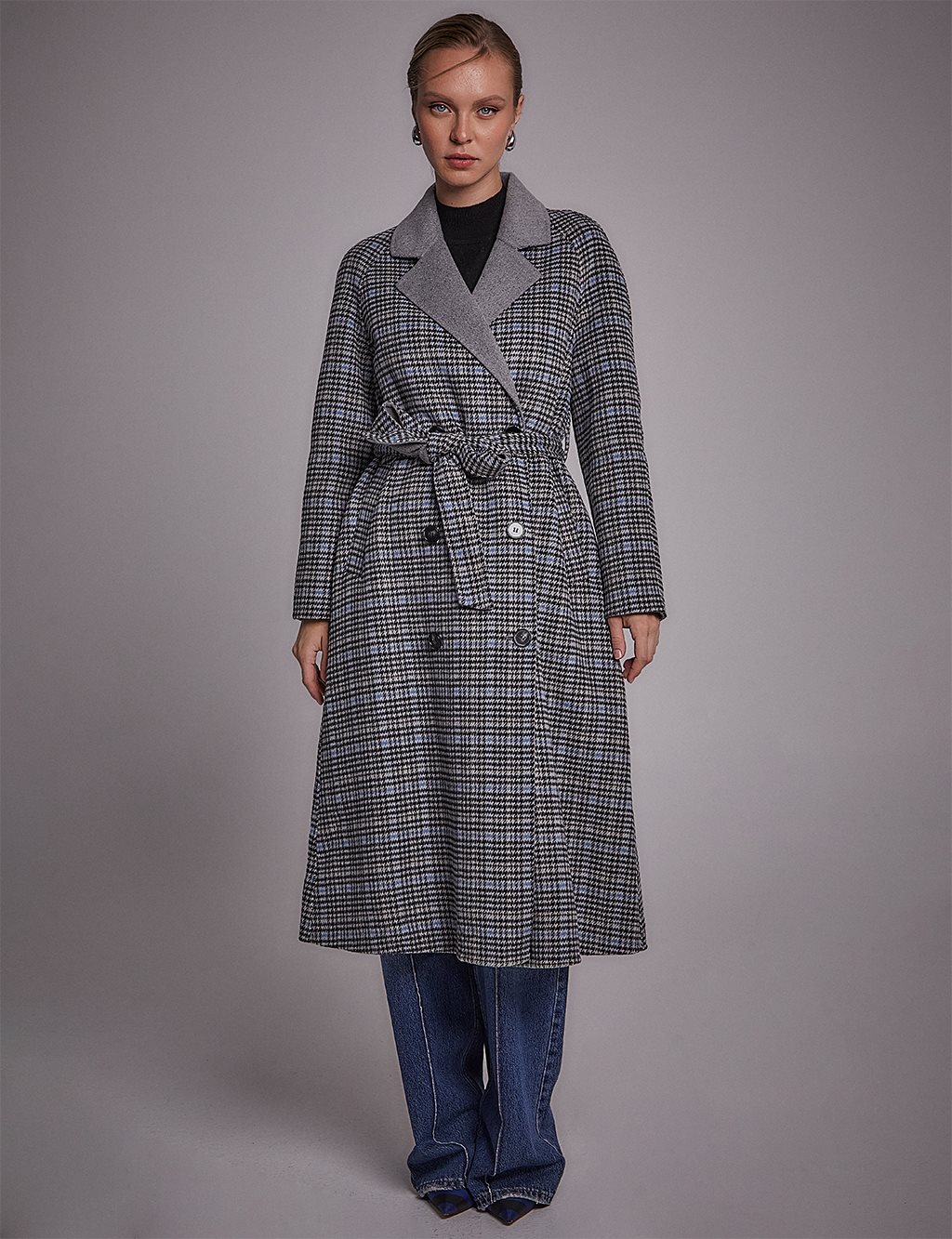 Premium Wool Belted Coat Grey