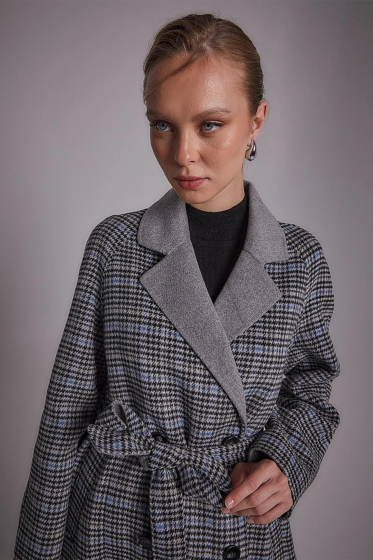 Premium Wool Belted Coat Grey
