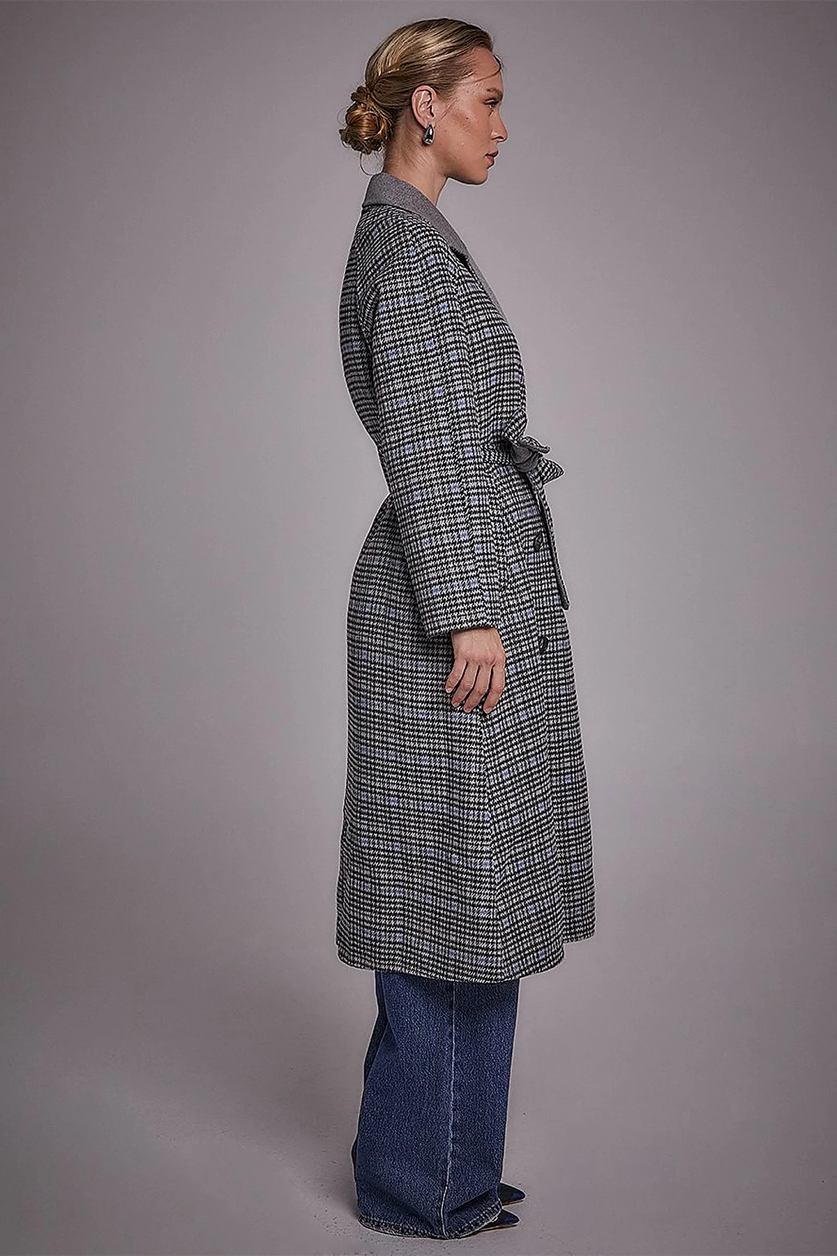 Premium Wool Belted Coat Grey