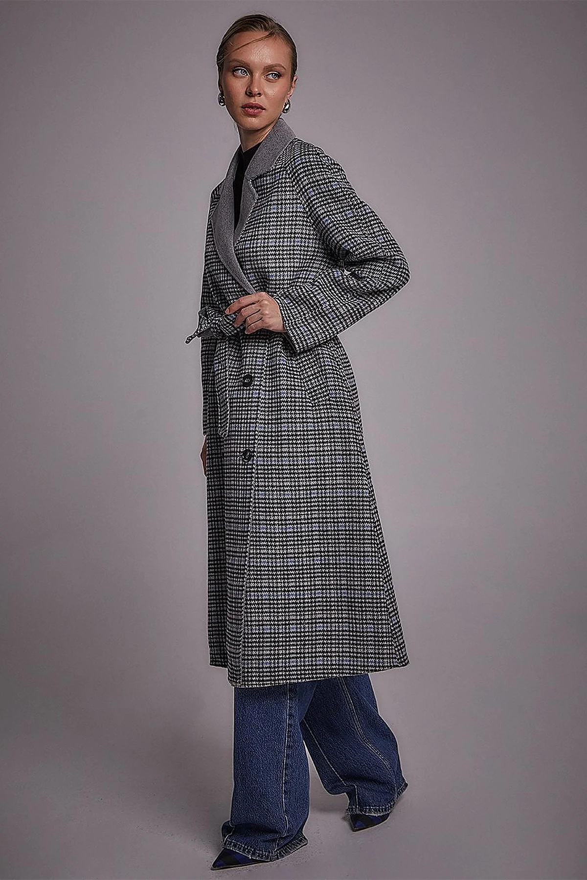 Premium Wool Belted Coat Grey