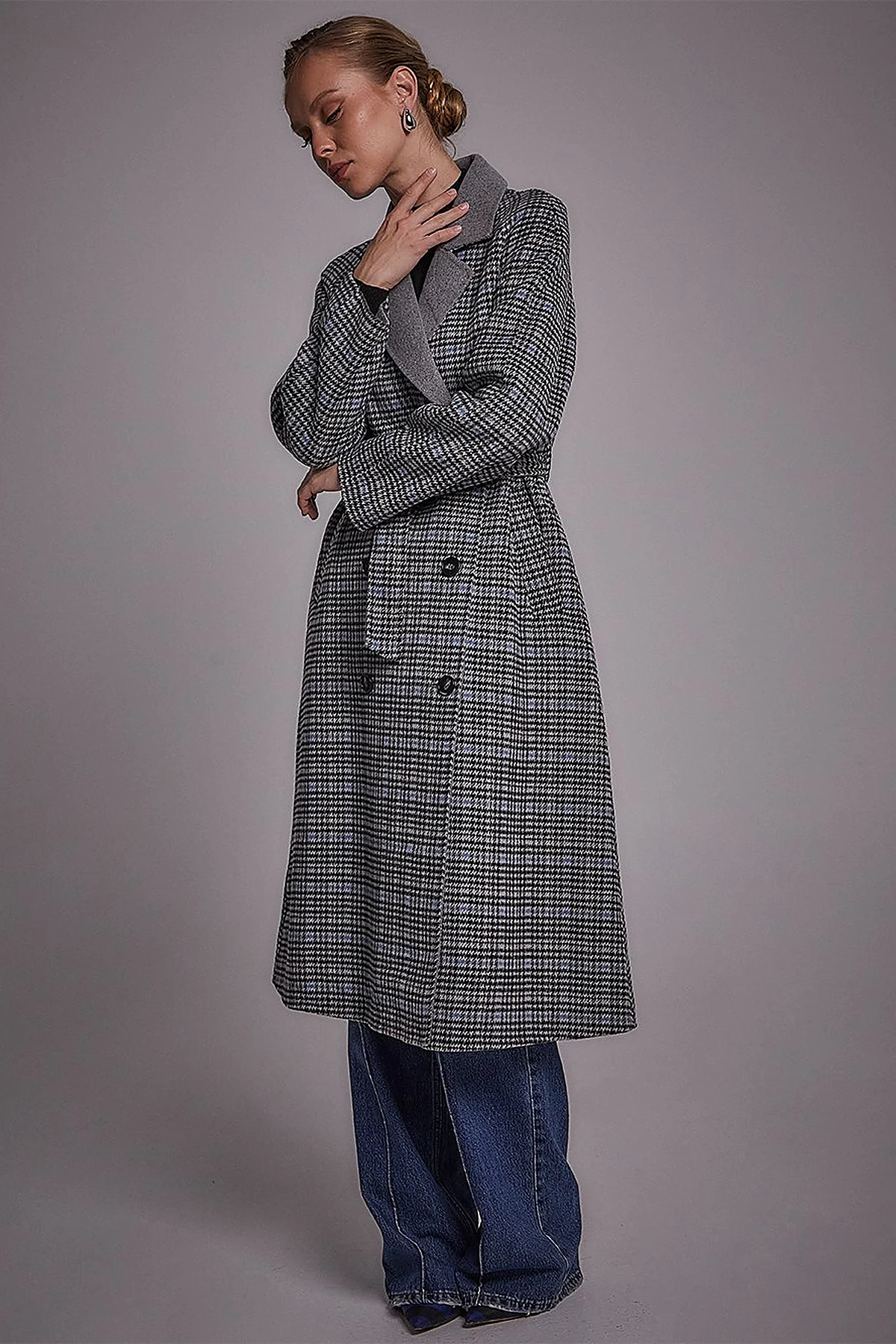 Premium Wool Belted Coat Grey