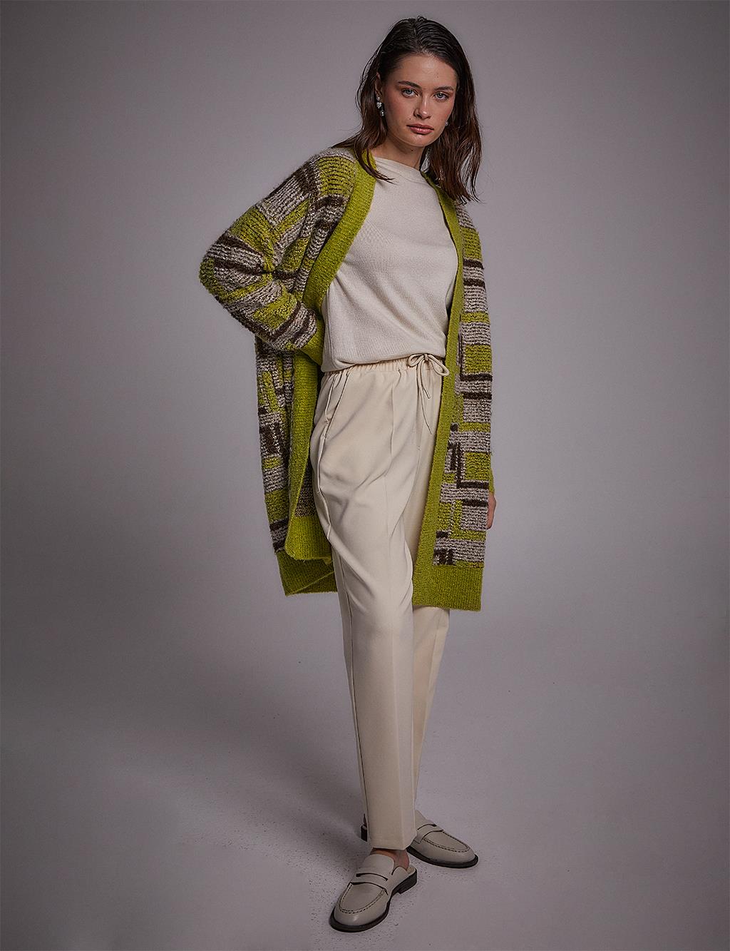 Exclusive Alpaca Wool Cardigan Beige-Green