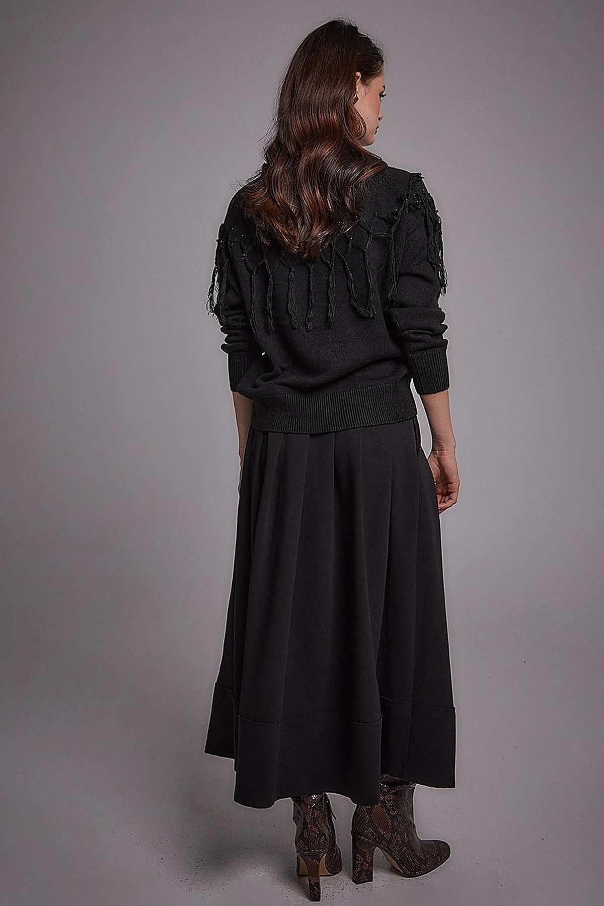 Exclusive Tasseled Knitwear Tunic Black