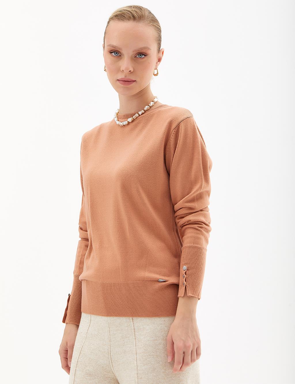 Zero Collar Knit Blouse in Salmon