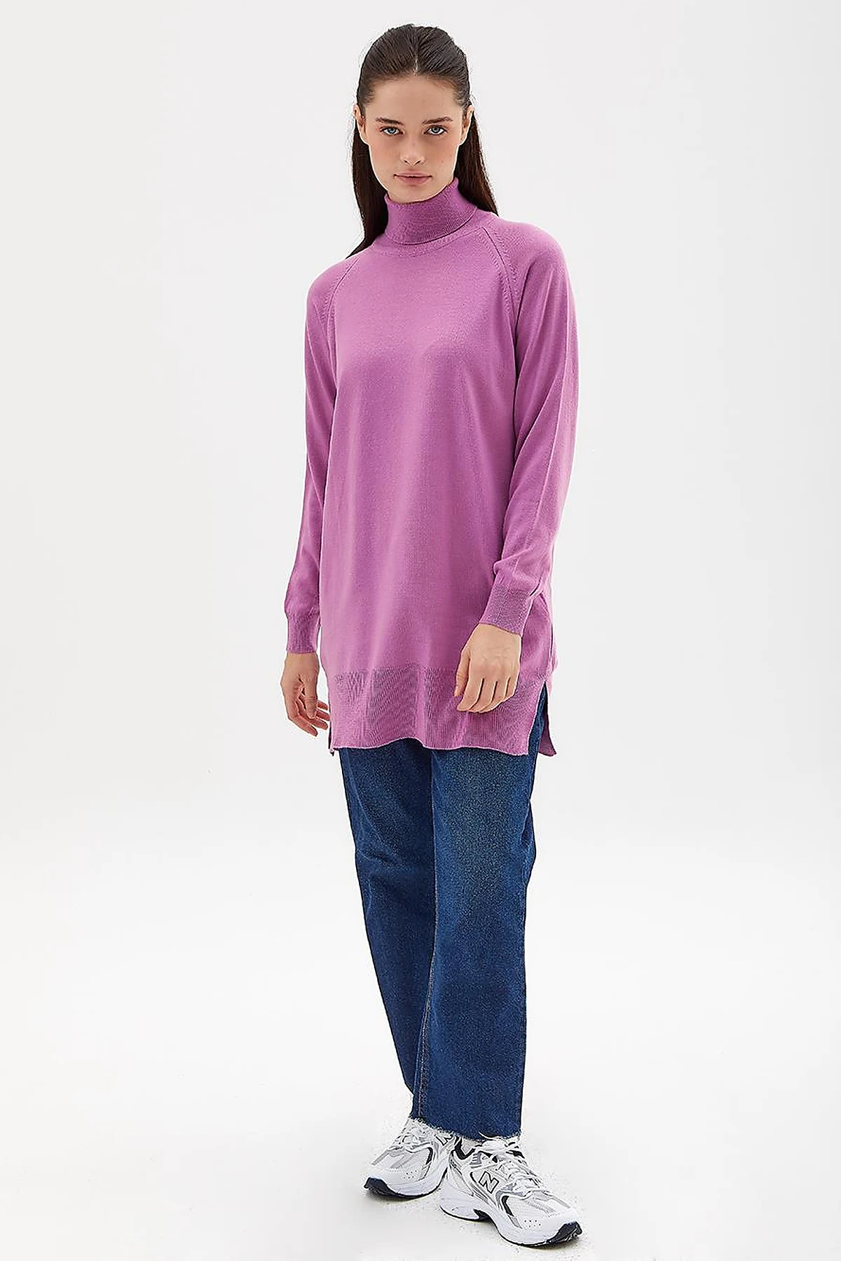 Turtleneck Knit Blouse Lilac