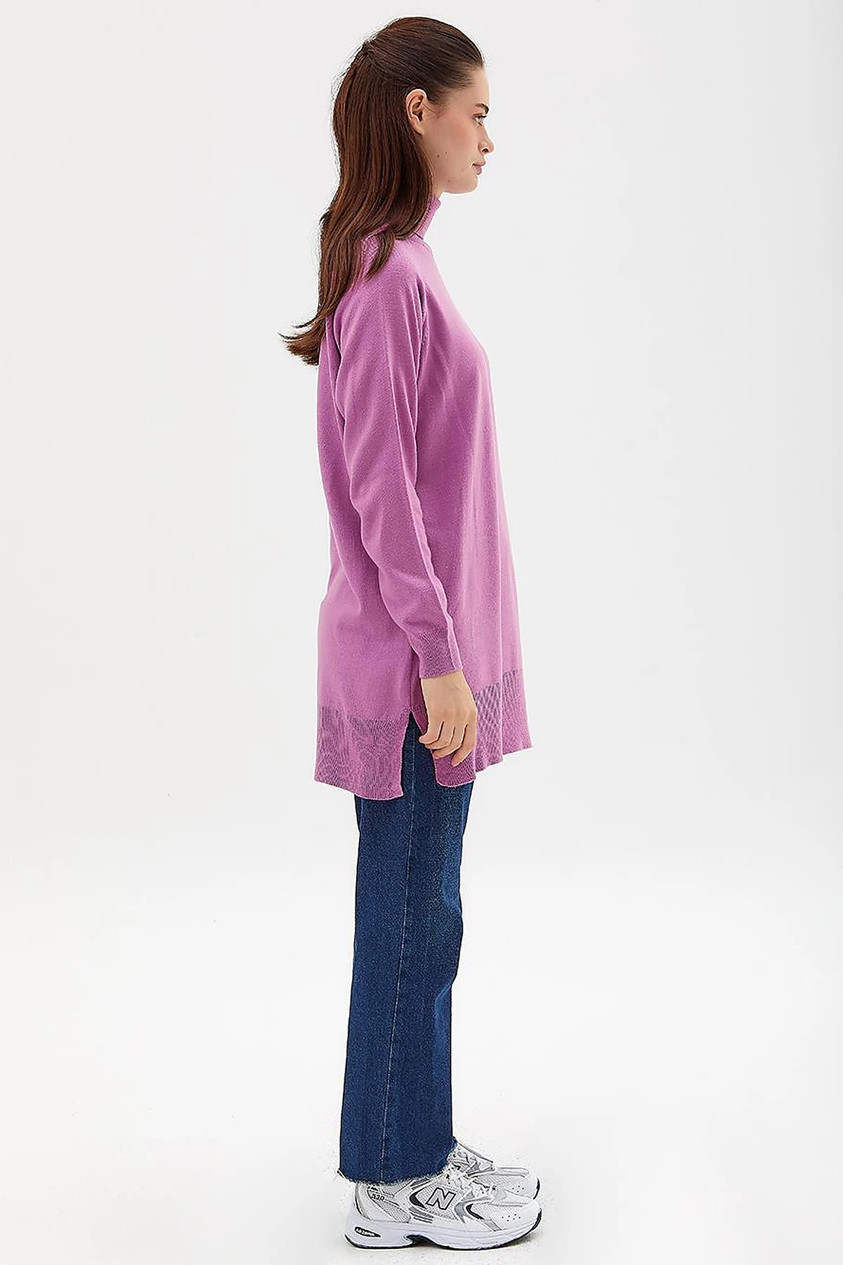 Turtleneck Knit Blouse Lilac