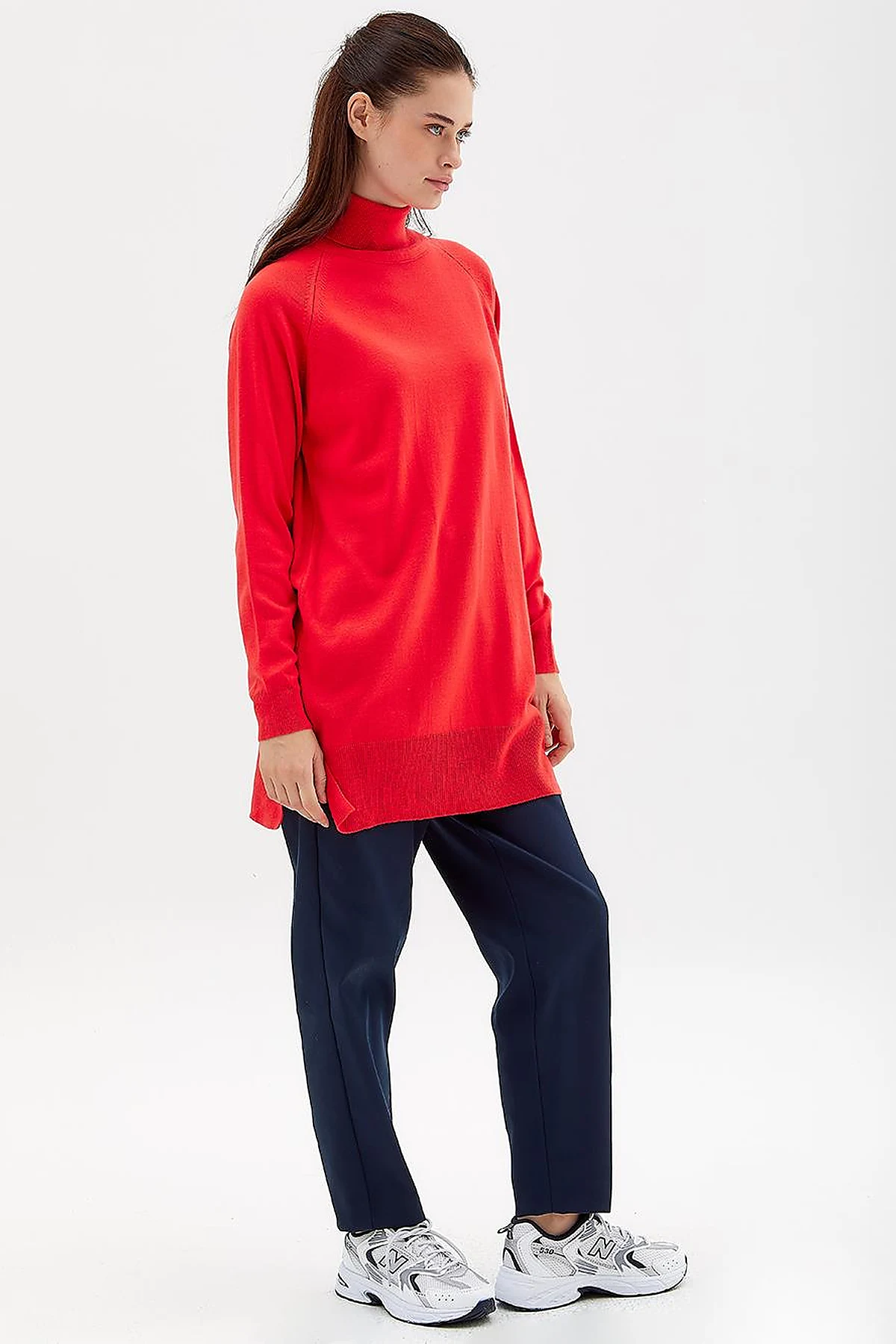Turtleneck Knit Sweater in Pomegranate Blossom