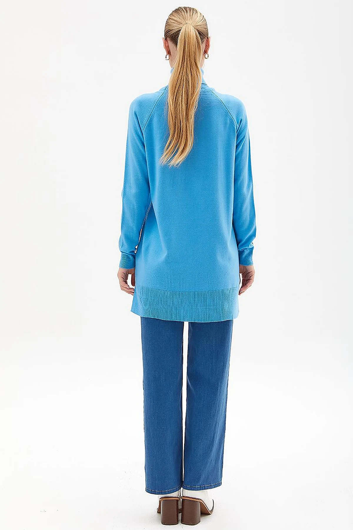 Turtleneck Knitwear Blouse Sky Blue