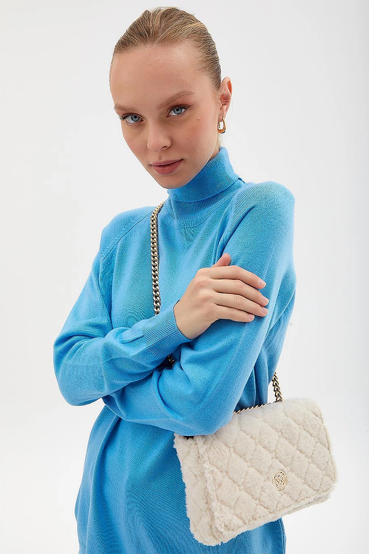 Turtleneck Knitwear Blouse Sky Blue