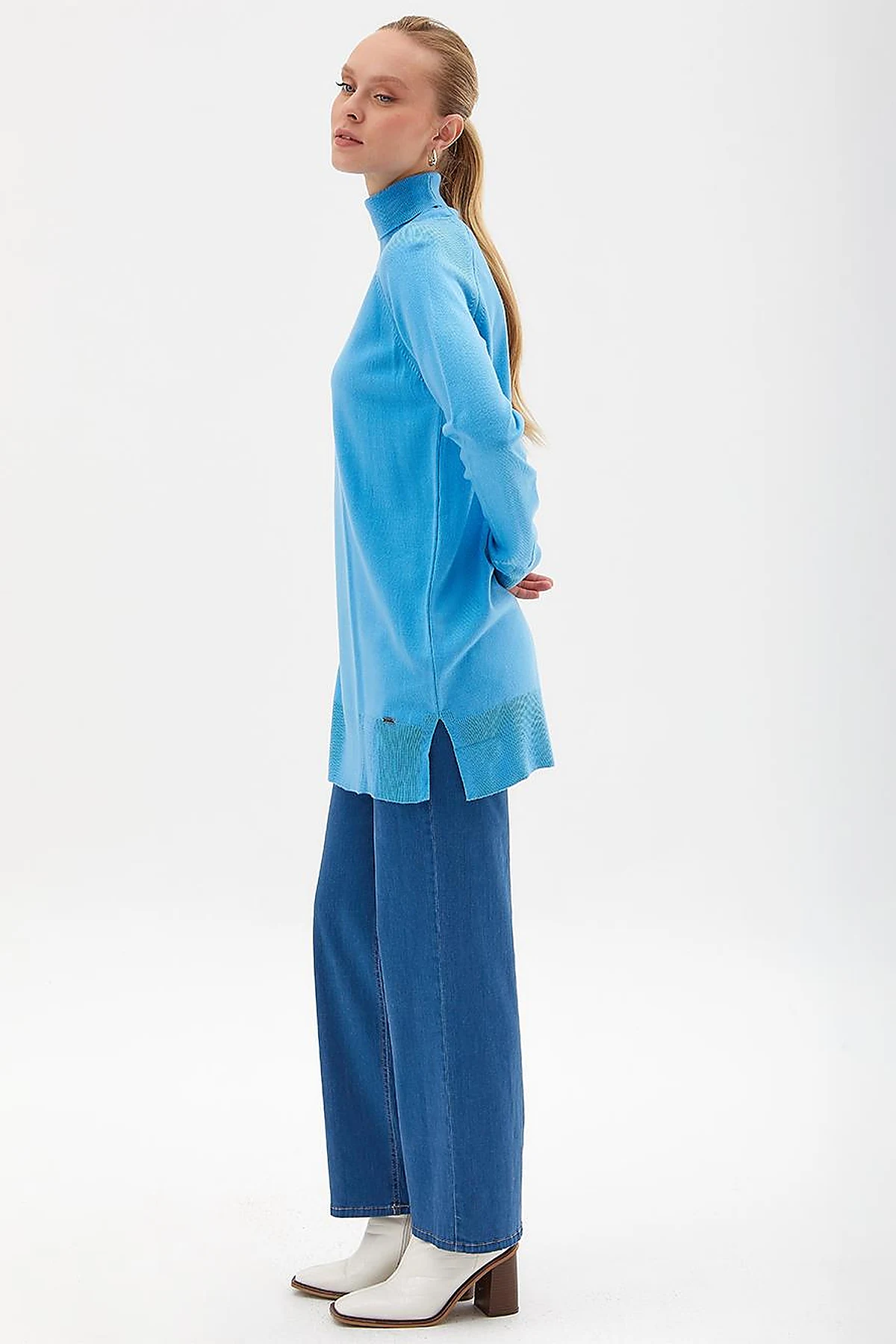 Turtleneck Knitwear Blouse Sky Blue