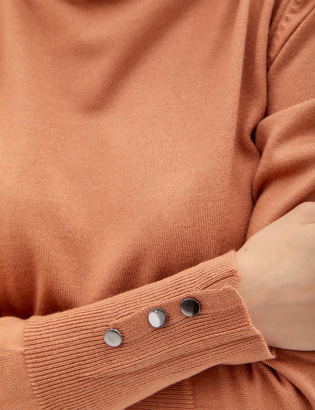 Zero Collar Knit Blouse in Salmon