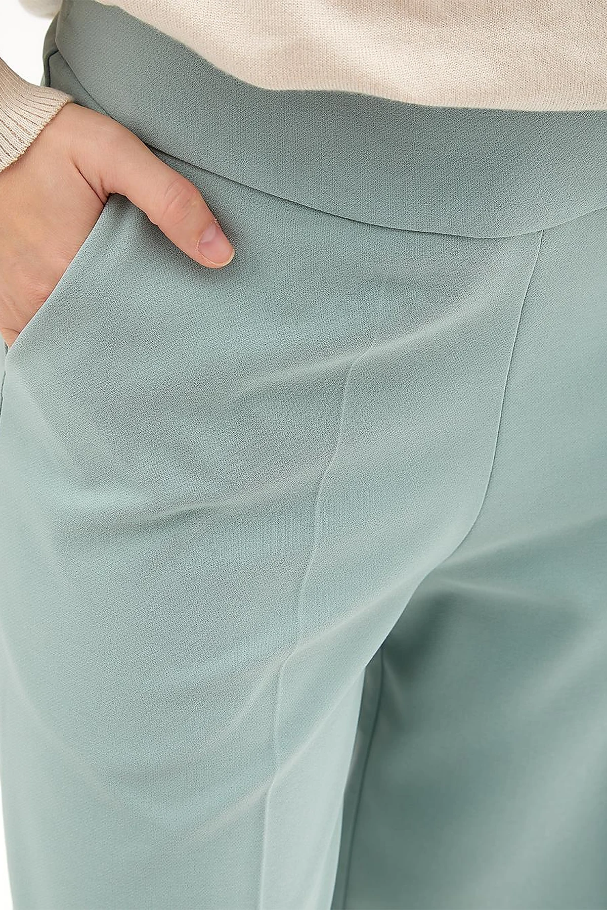 Cepli Geniş Paça Pantolon Buz Yeşili