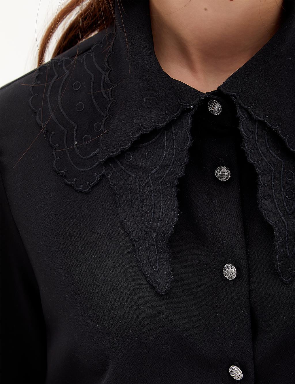 Collar Detailed Shirt Black