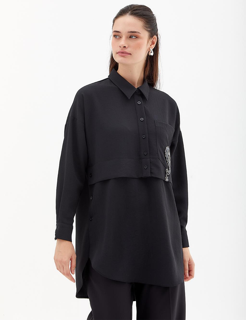 Bead-embroidered Tunic Black