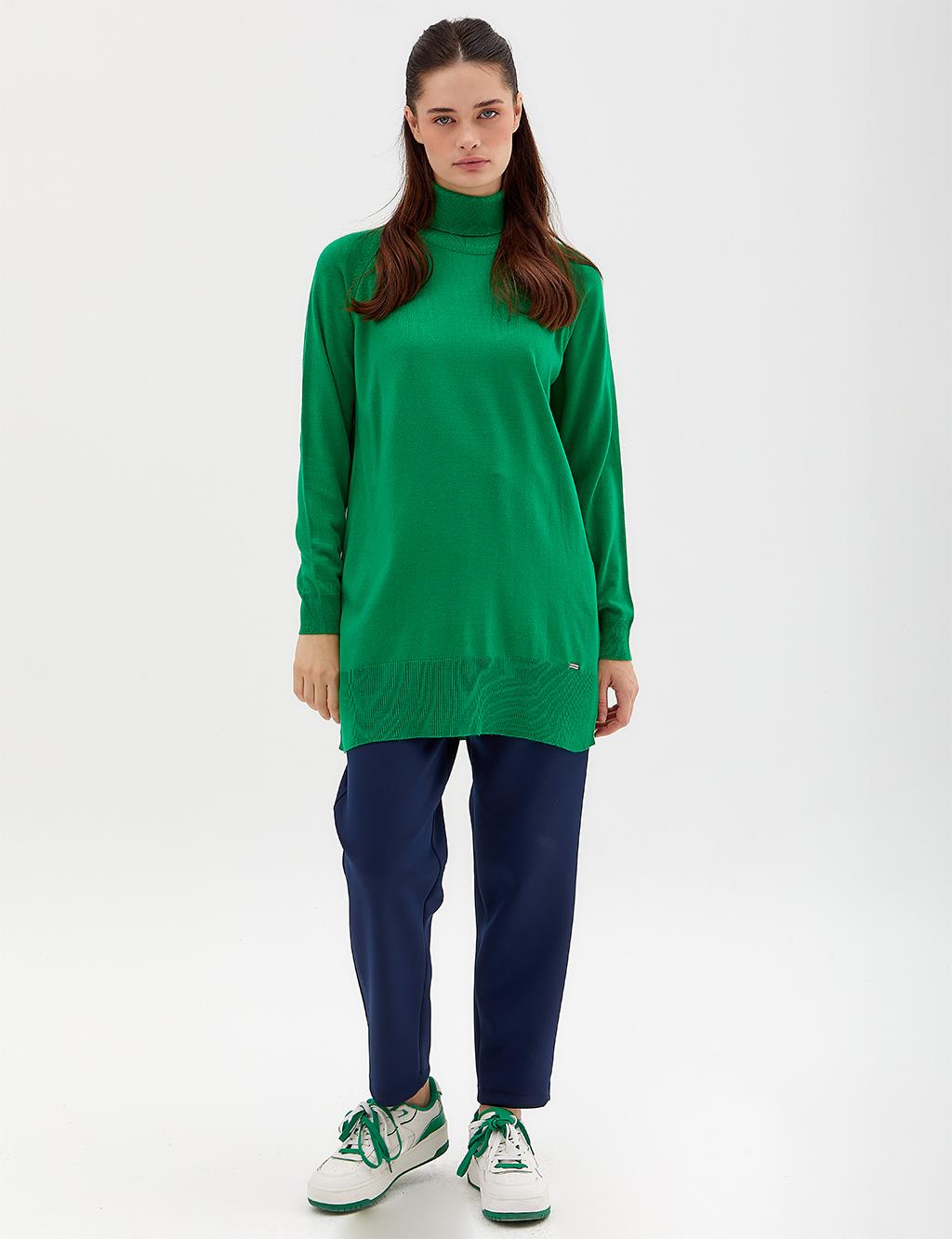 Half Turtleneck Knitwear Tunic Green