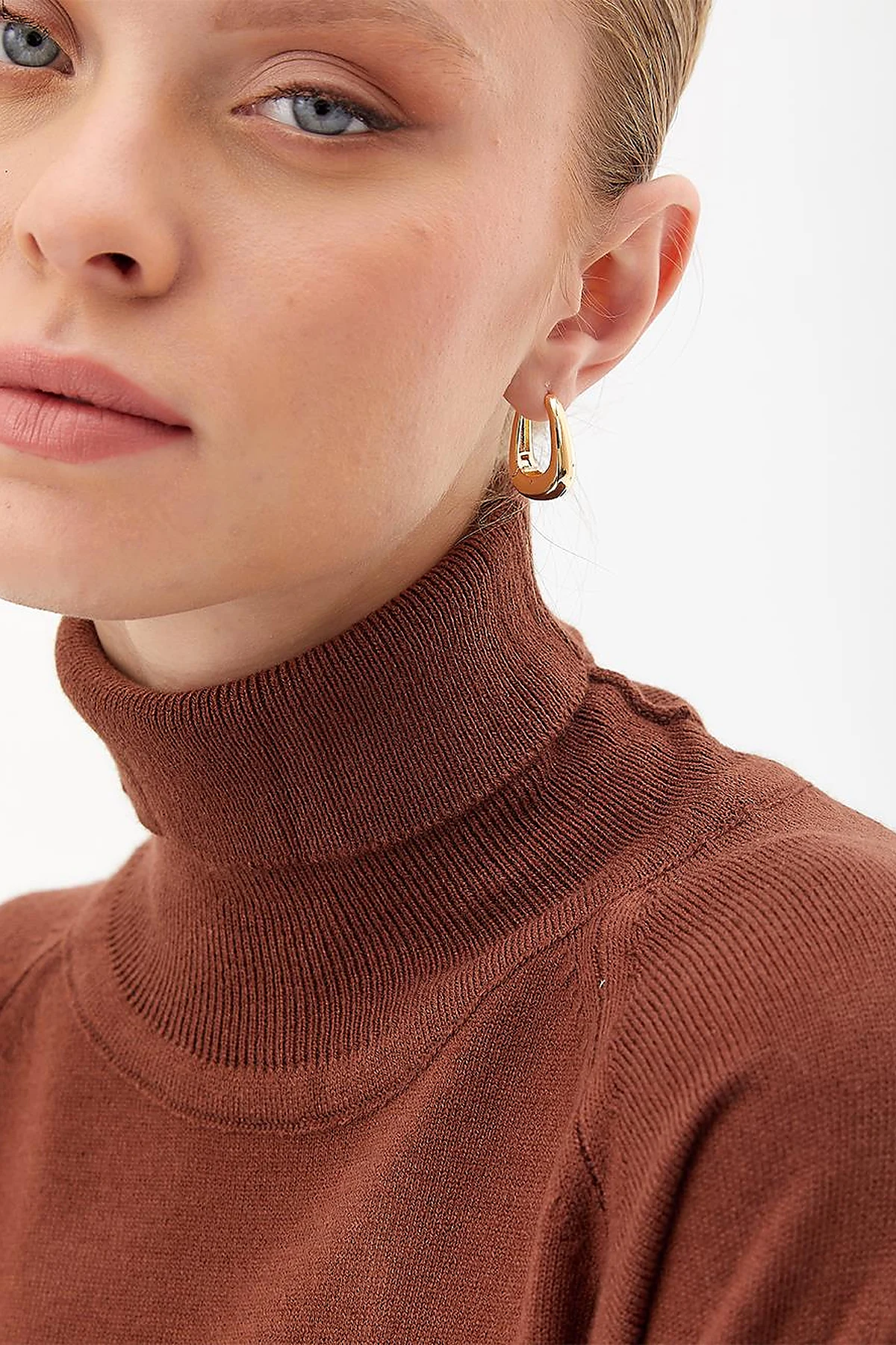 Turtleneck Knitwear Tunic Dark Brown