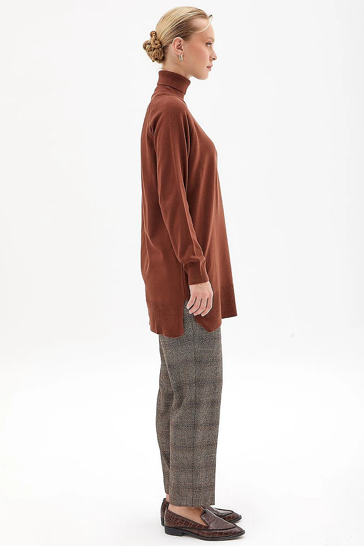 Turtleneck Knitwear Tunic Dark Brown