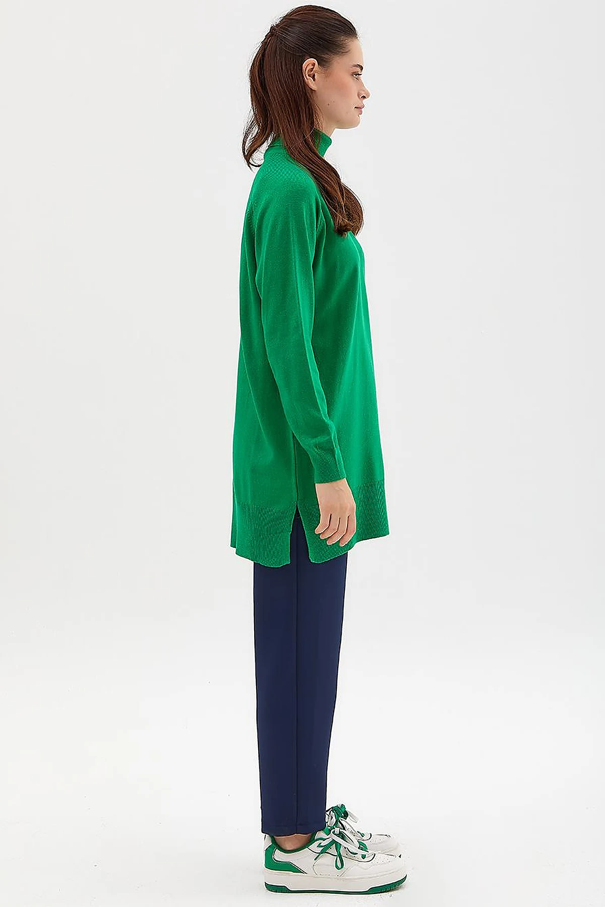 Turtleneck Knit Blouse Green