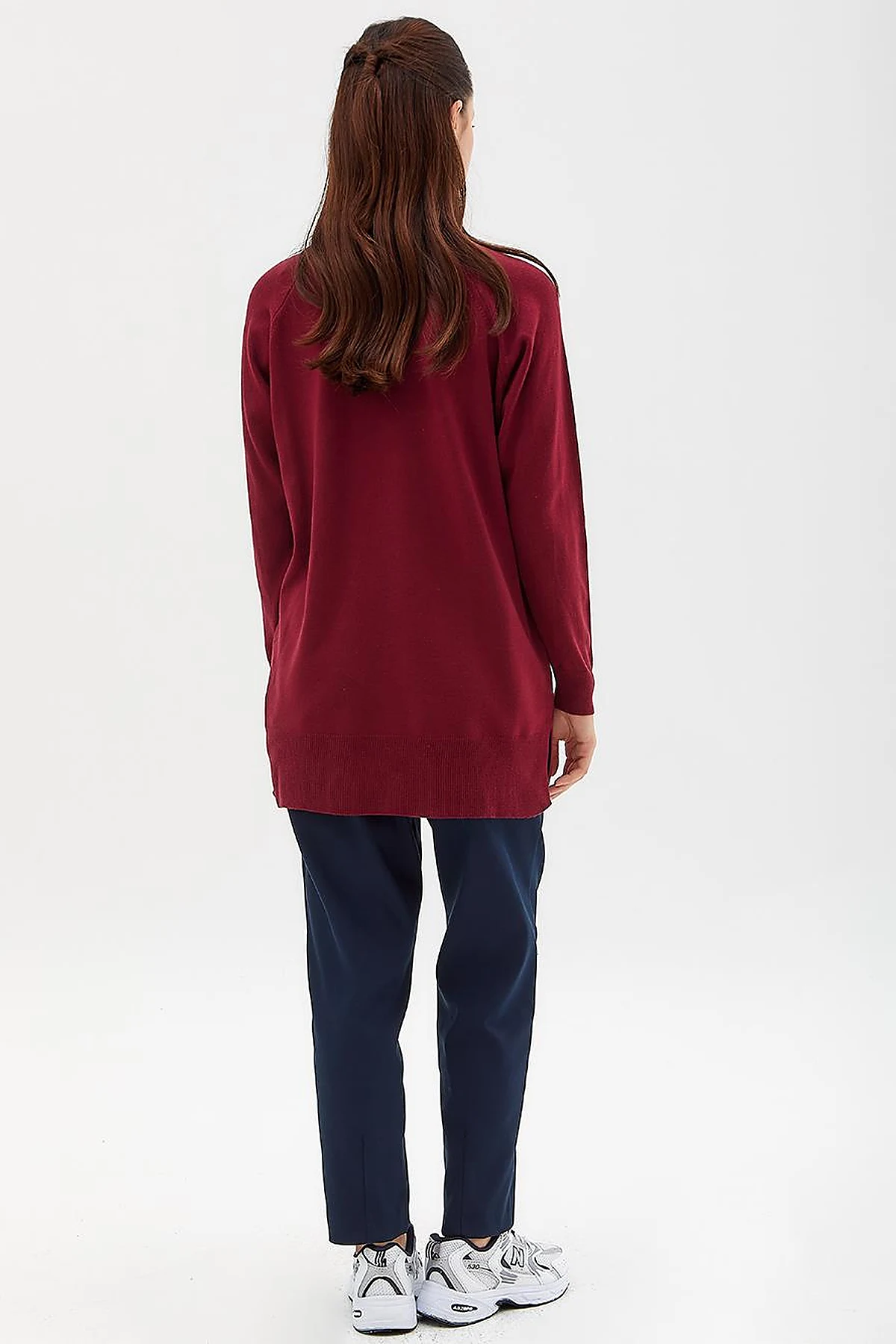 Turtleneck Knit Blouse Burgundy 