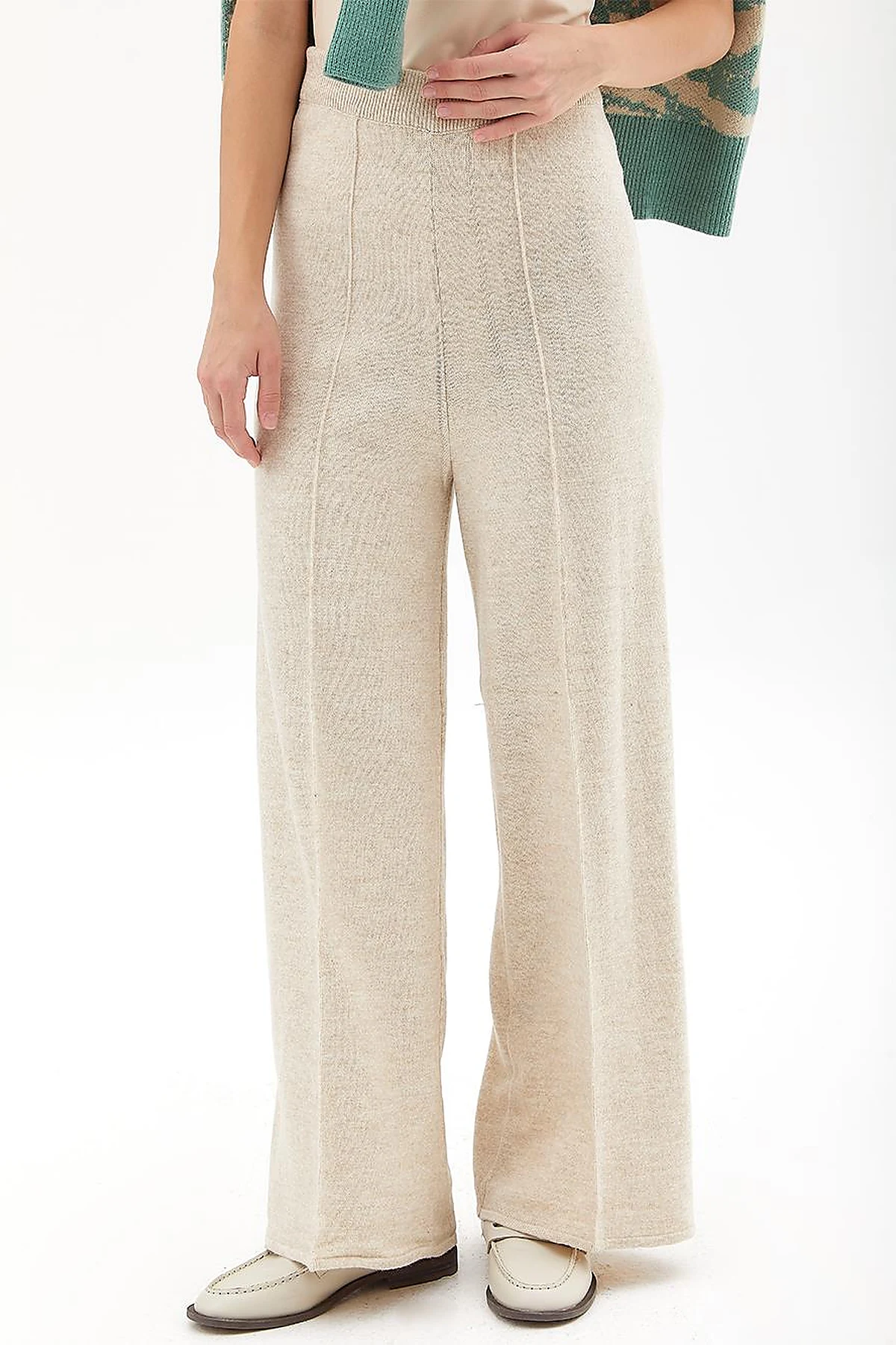 Wide Leg Knitwear Pants Stone