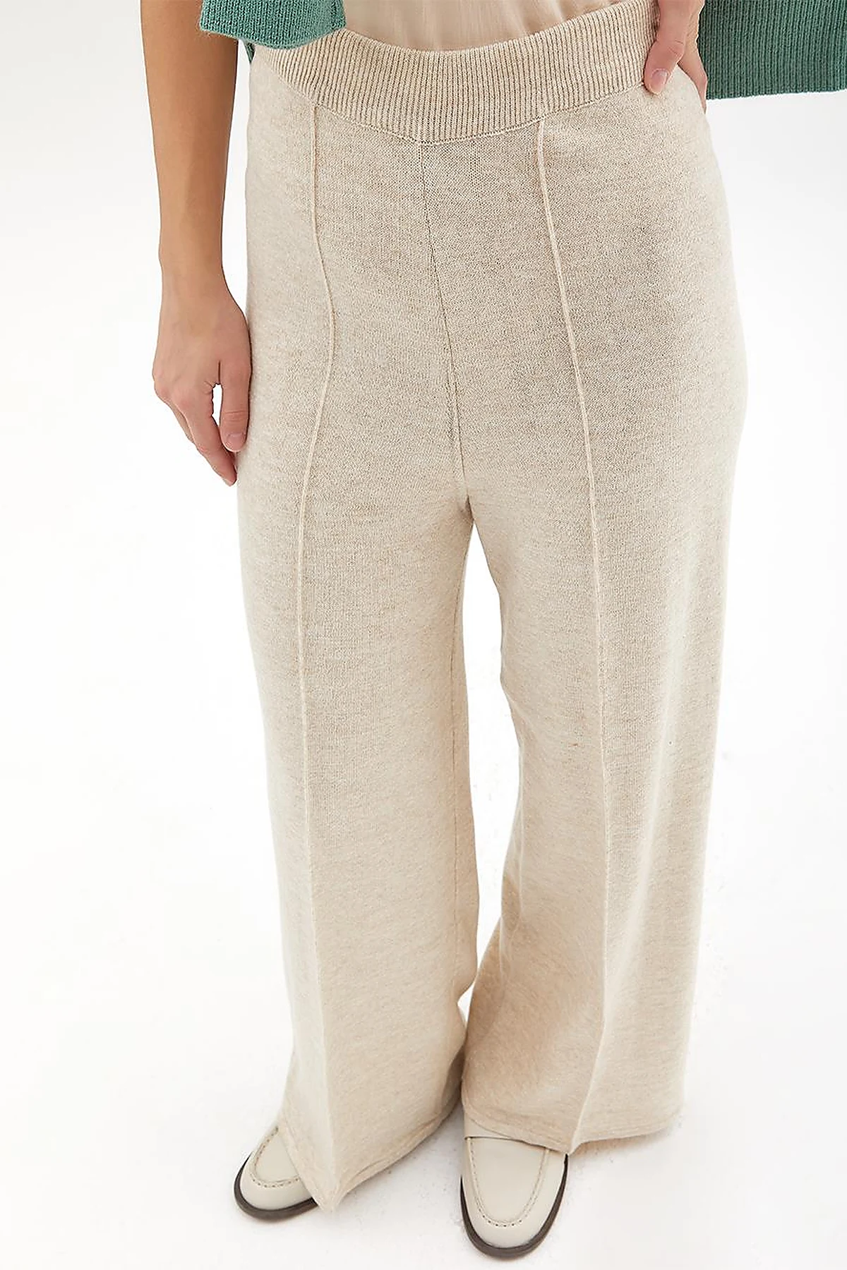 Wide Leg Knitwear Pants Stone