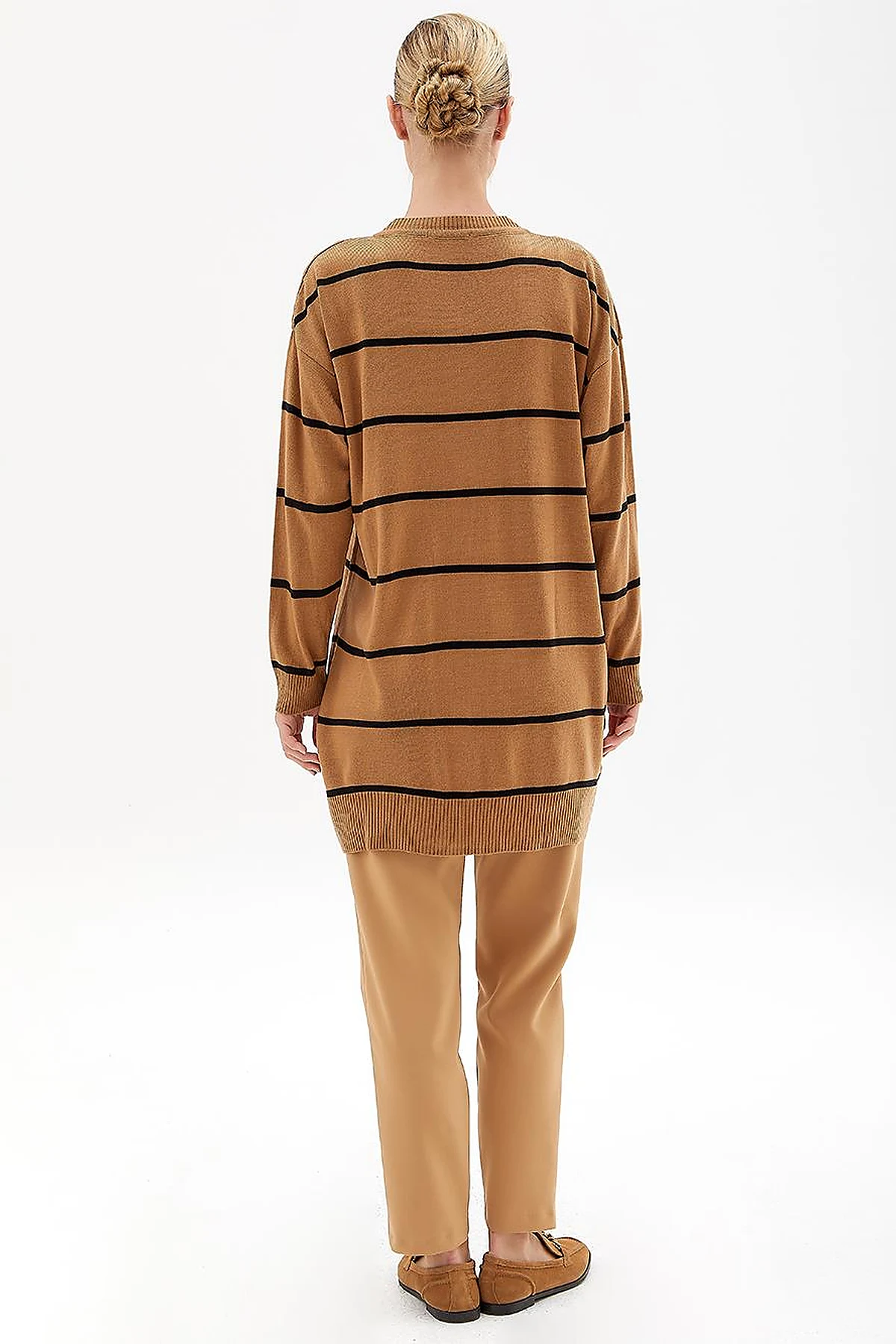 Striped Knitwear Cardigan Beige Black