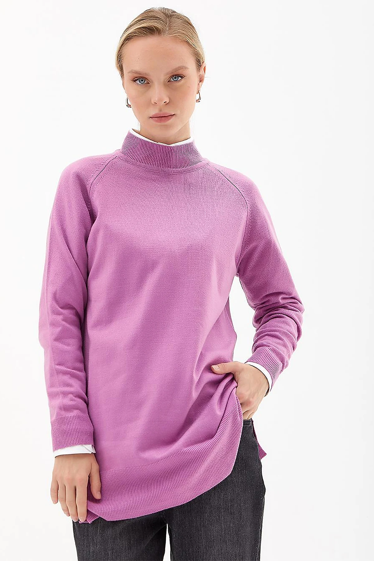 Half Turtleneck Knitwear Tunic Lilac