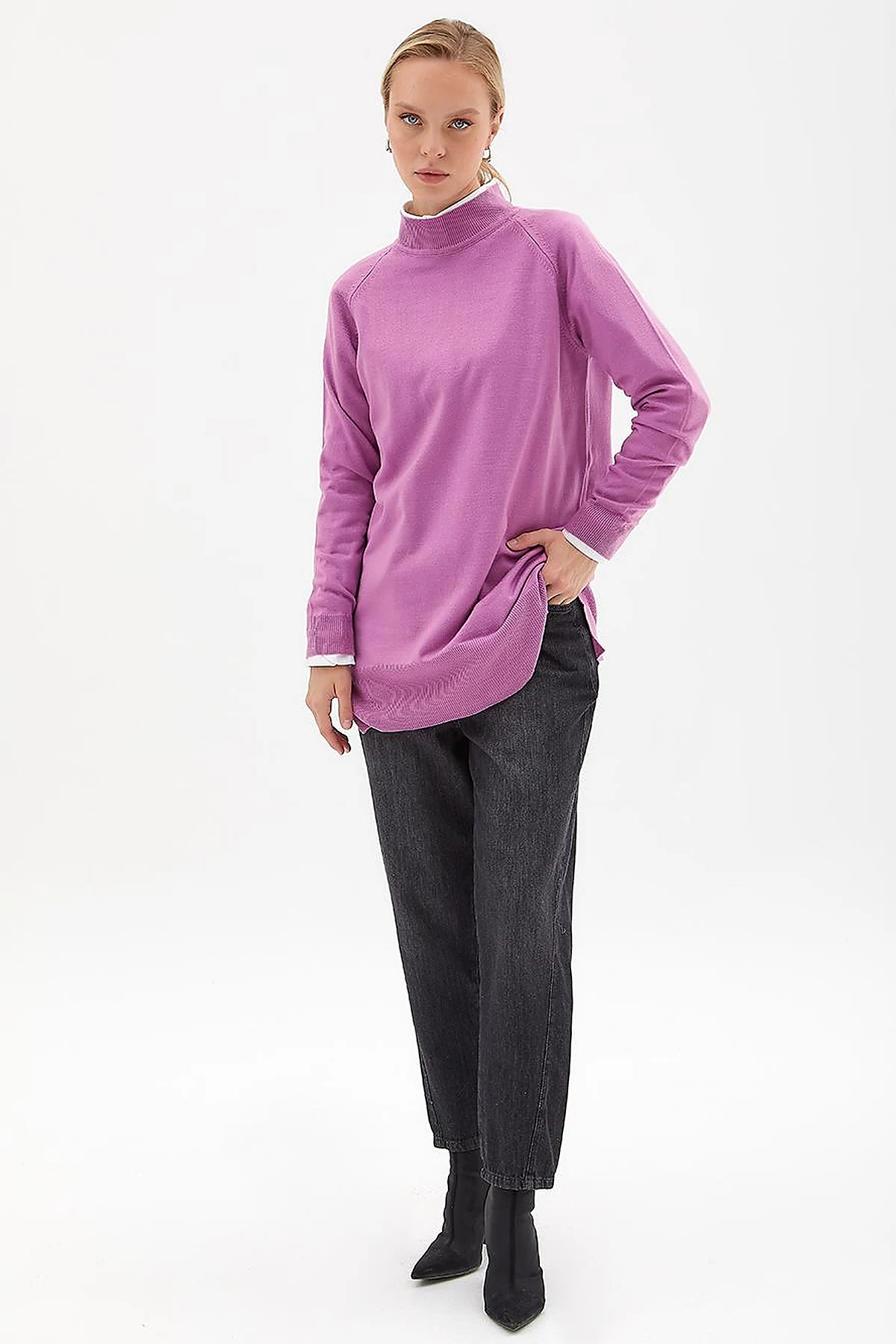 Half Turtleneck Knitwear Tunic Lilac