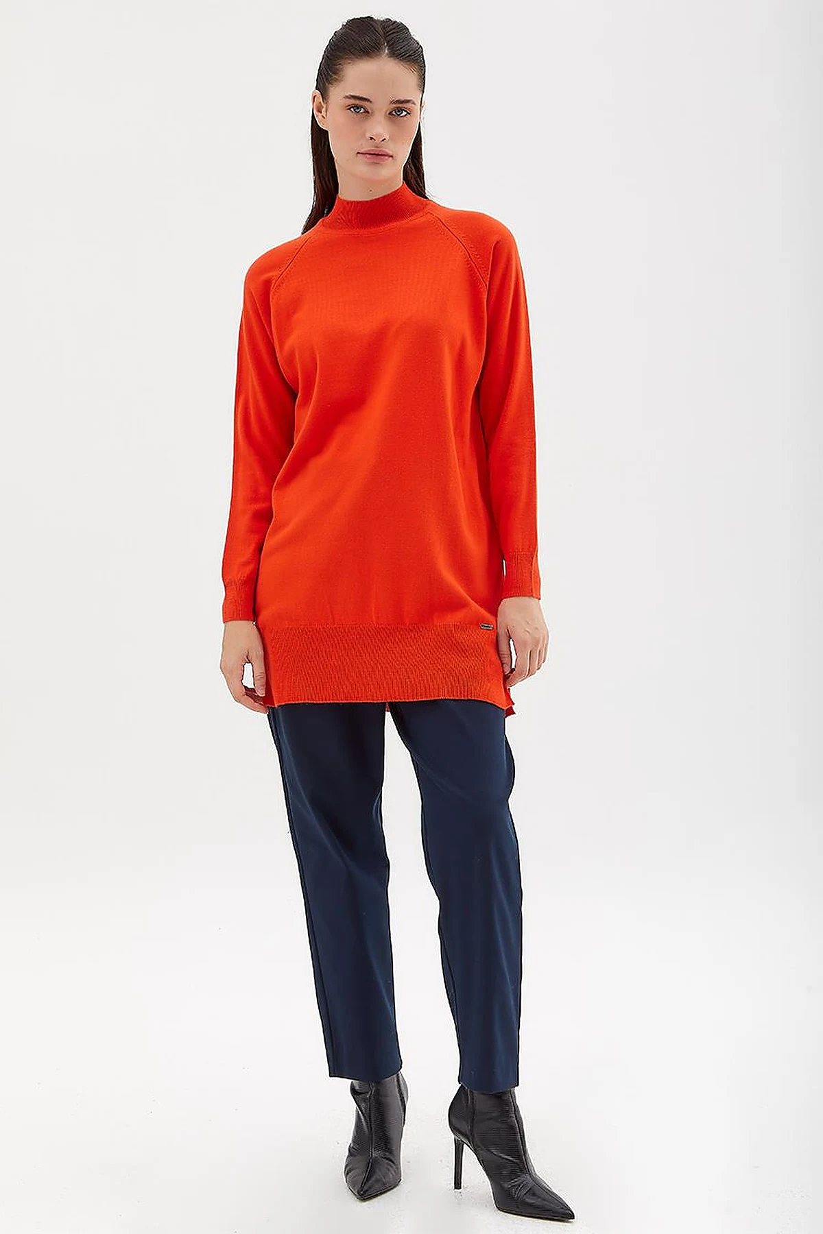 Half Turtleneck Knitwear Tunic Coral