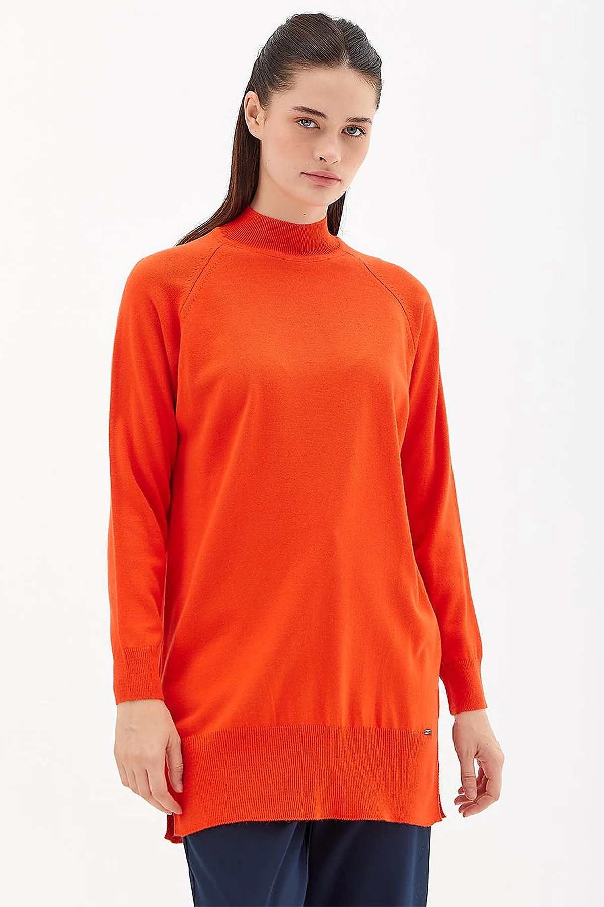 Half Turtleneck Knitwear Tunic Coral