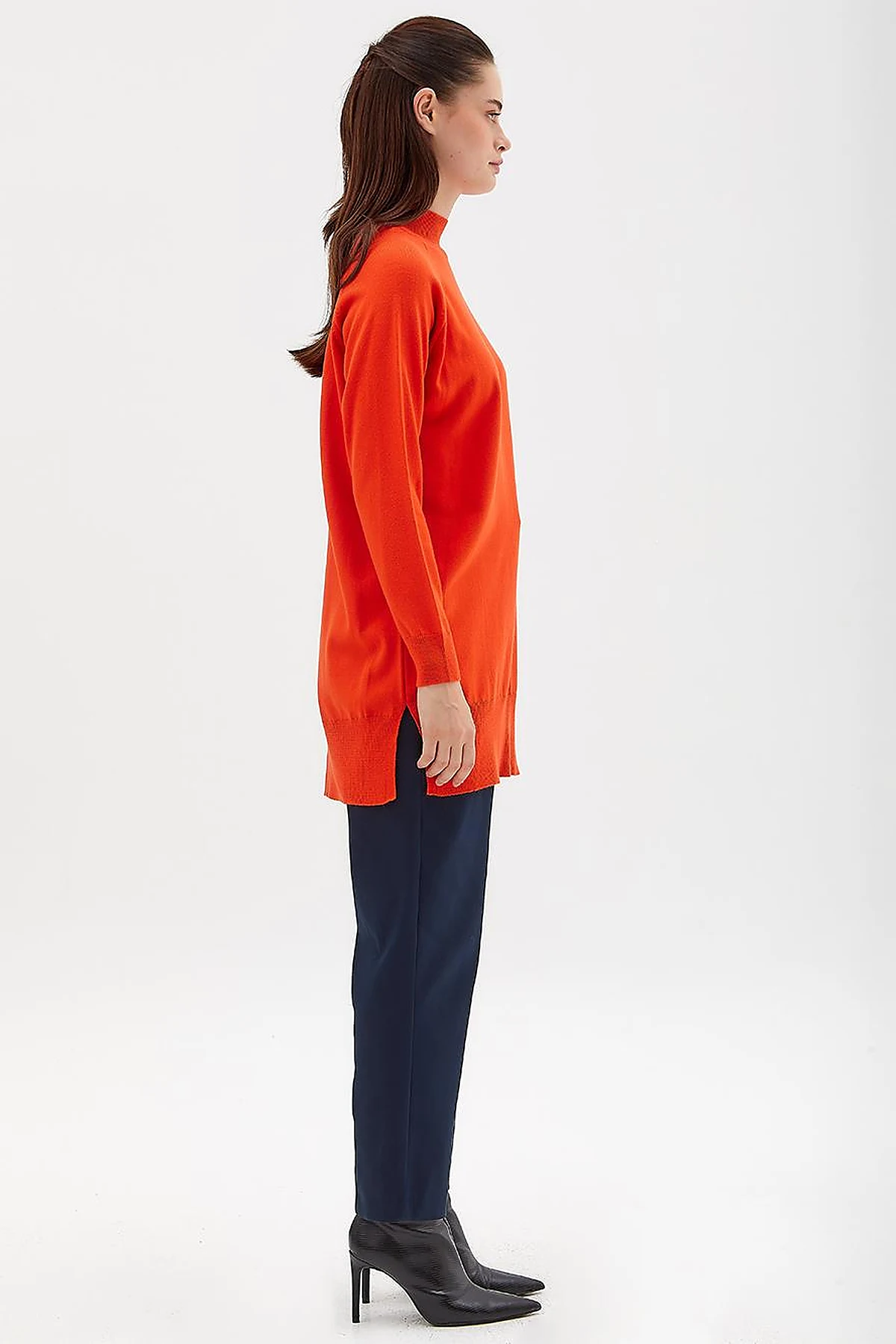 Half Turtleneck Knitwear Tunic Coral