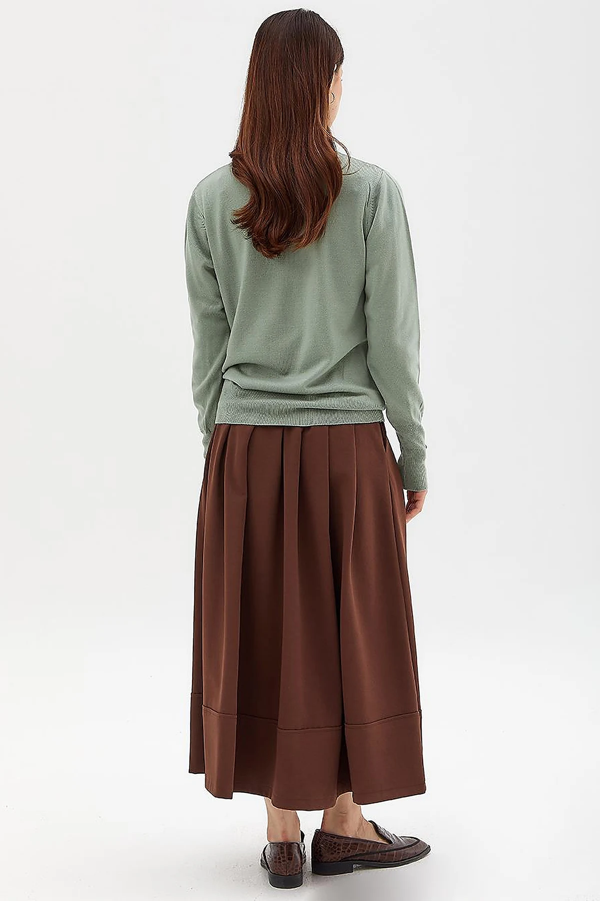 Round Neck Collar Knitwear Sweater Moss Green
