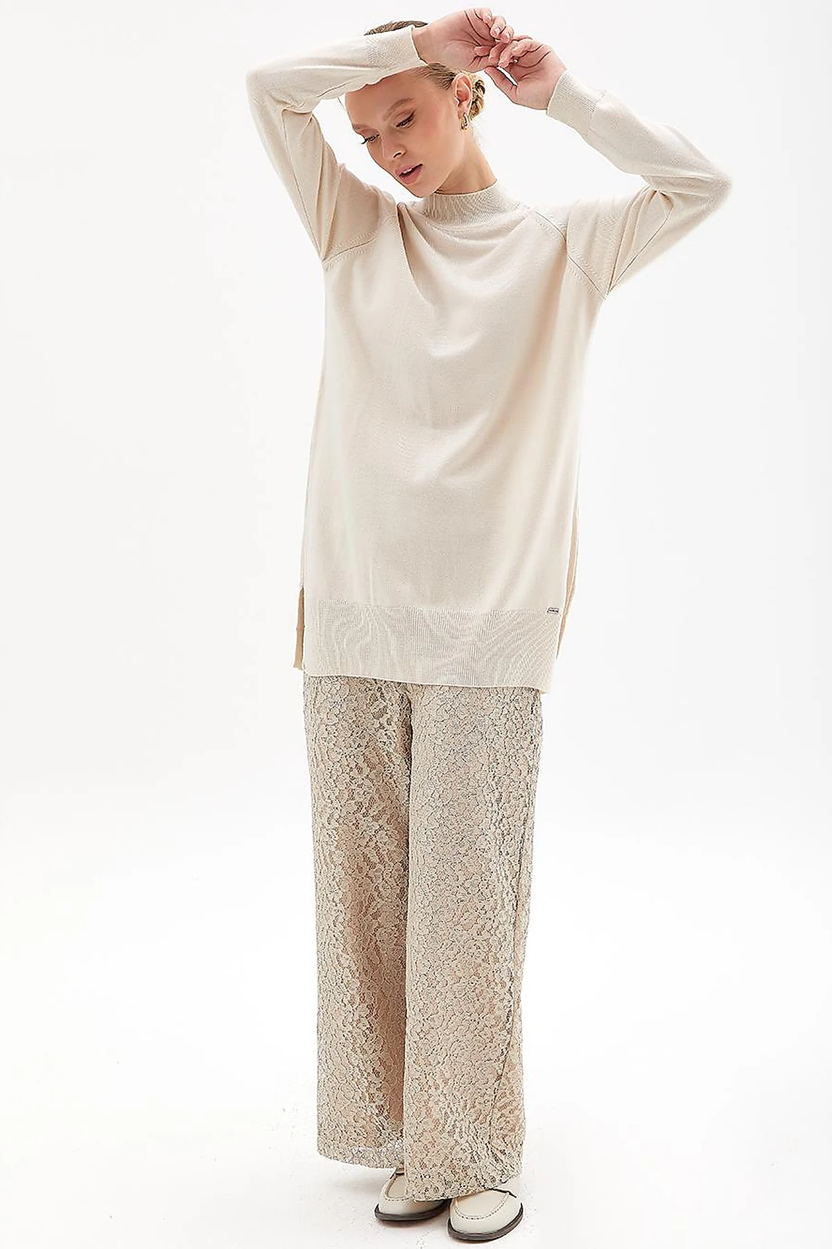 Half Turtleneck Knitwear Tunic Ecru