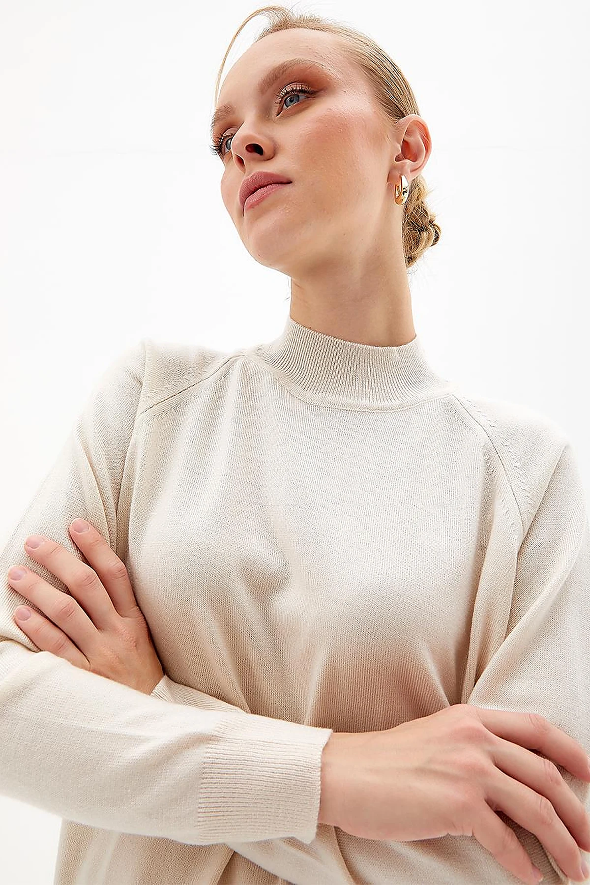 Half Turtleneck Knitwear Tunic Ecru