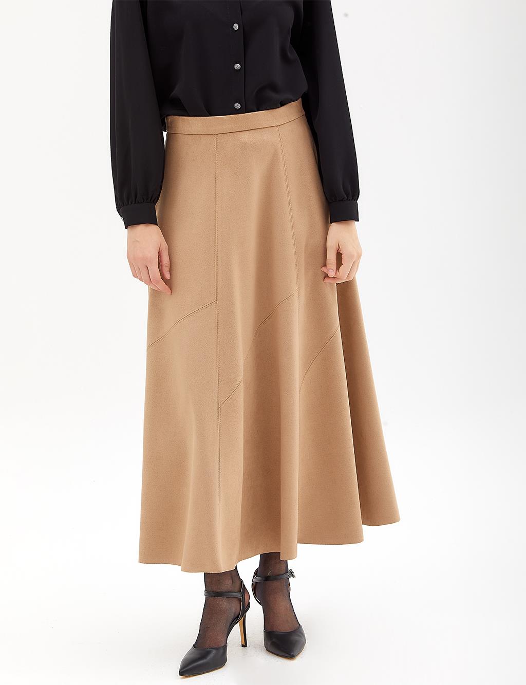 Suede A-Line Skirt Mink