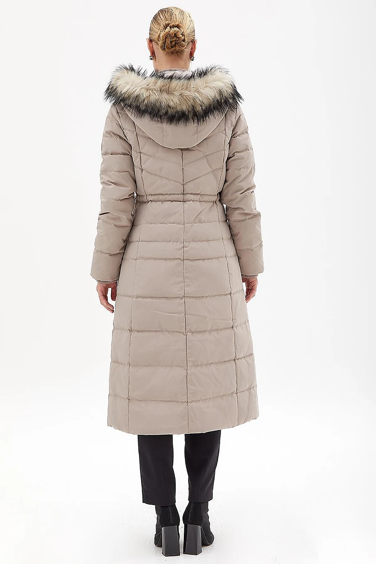 Goose Feather Filled Long Coat Stone