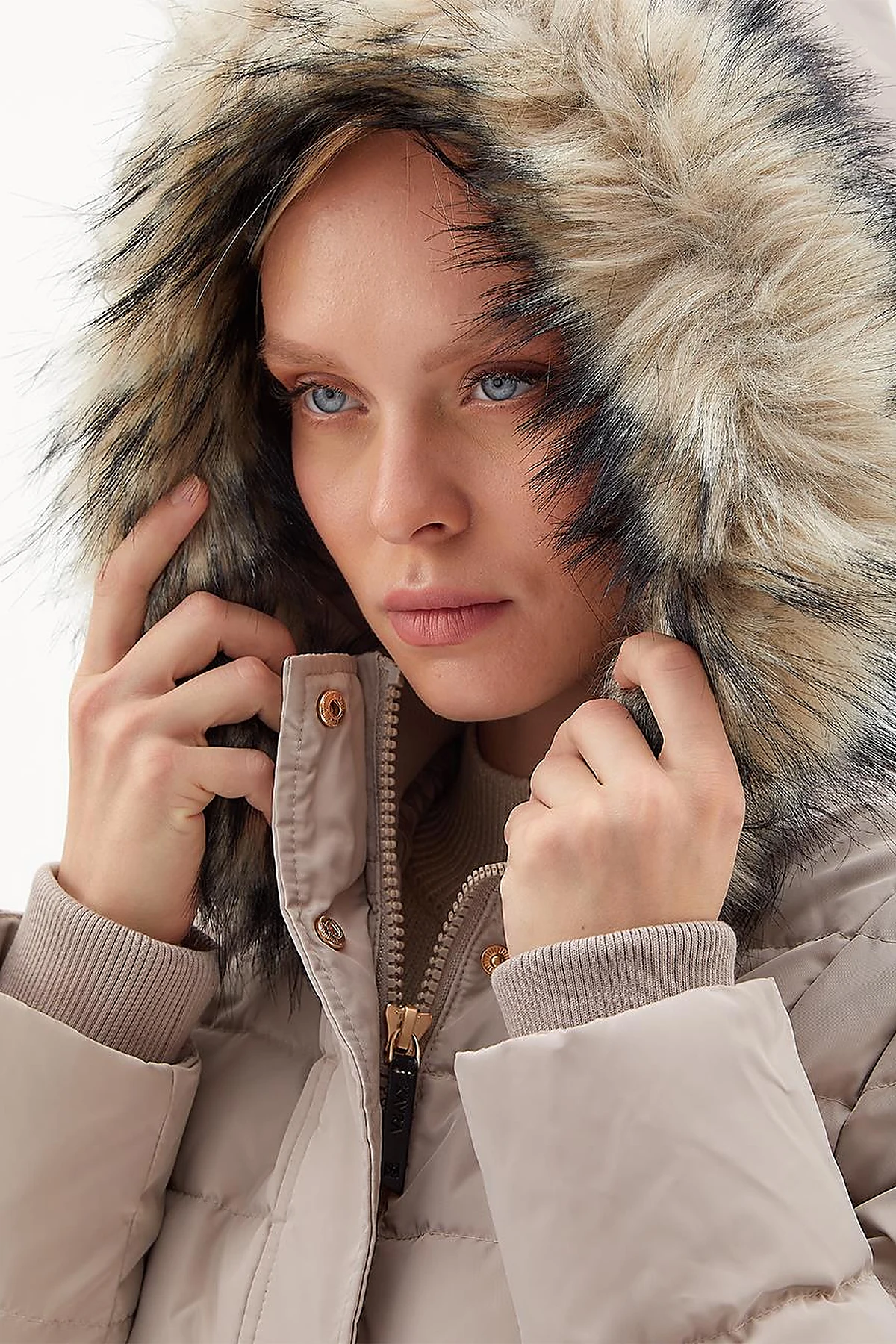 Goose Feather Filled Long Coat Stone