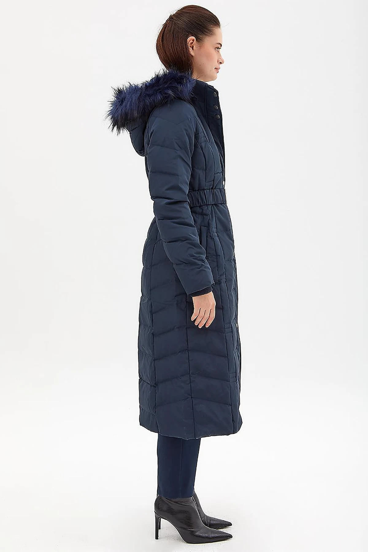 Down Coat With Belt Navy