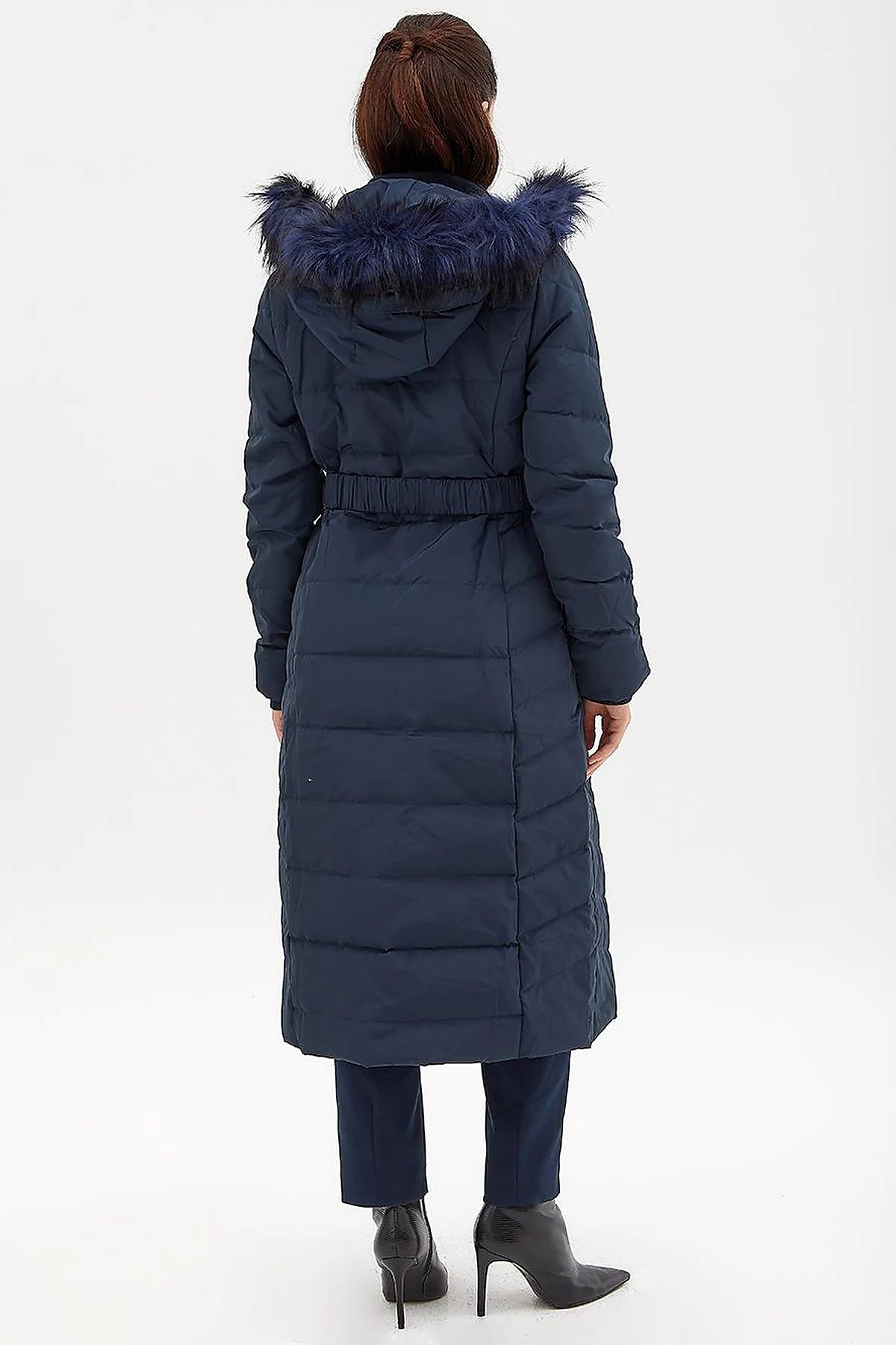 Down Coat With Belt Navy