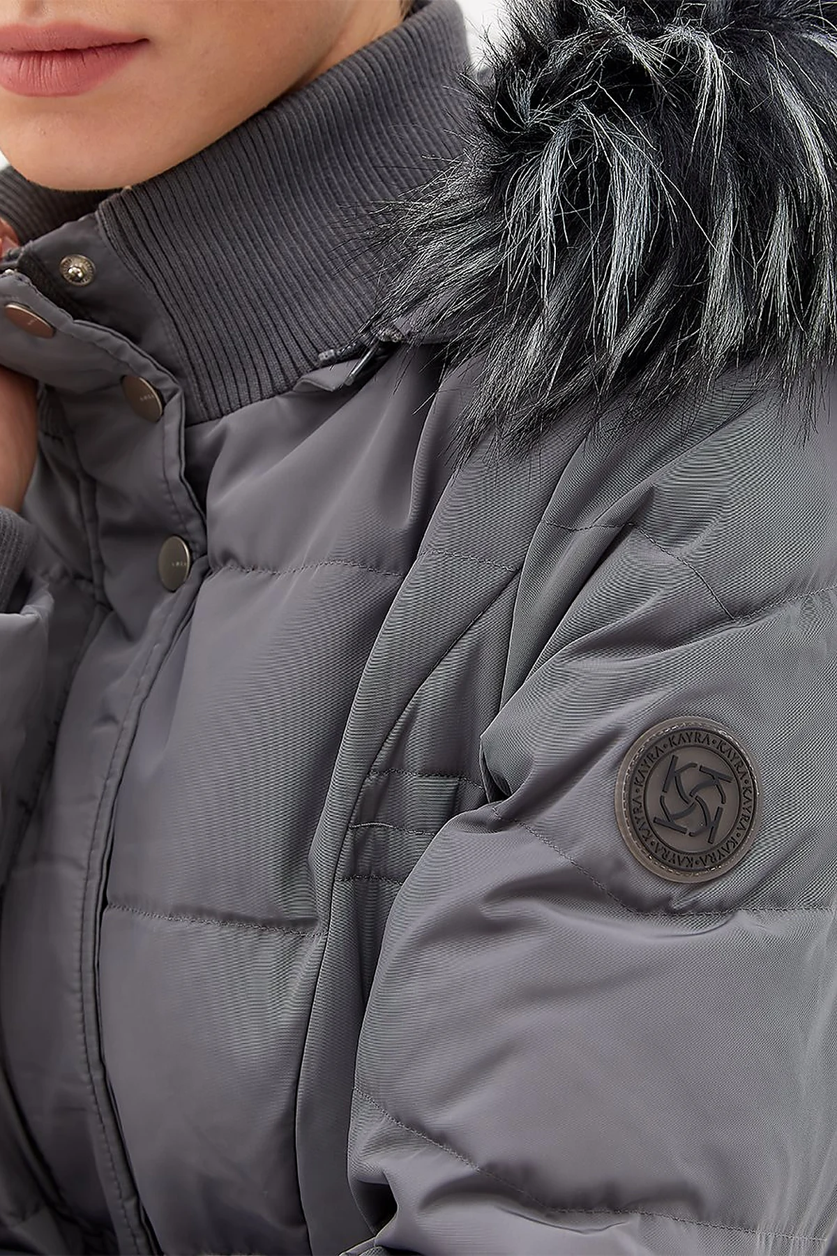 Down Coat With Belt Anthracite
