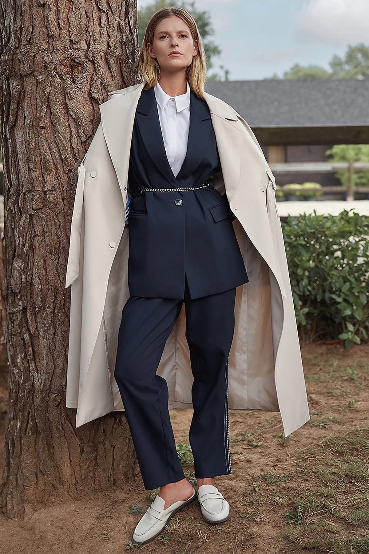 Kuşaklı Blazer Ceket Lacivert